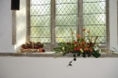 Fruit and flowers adorn this window